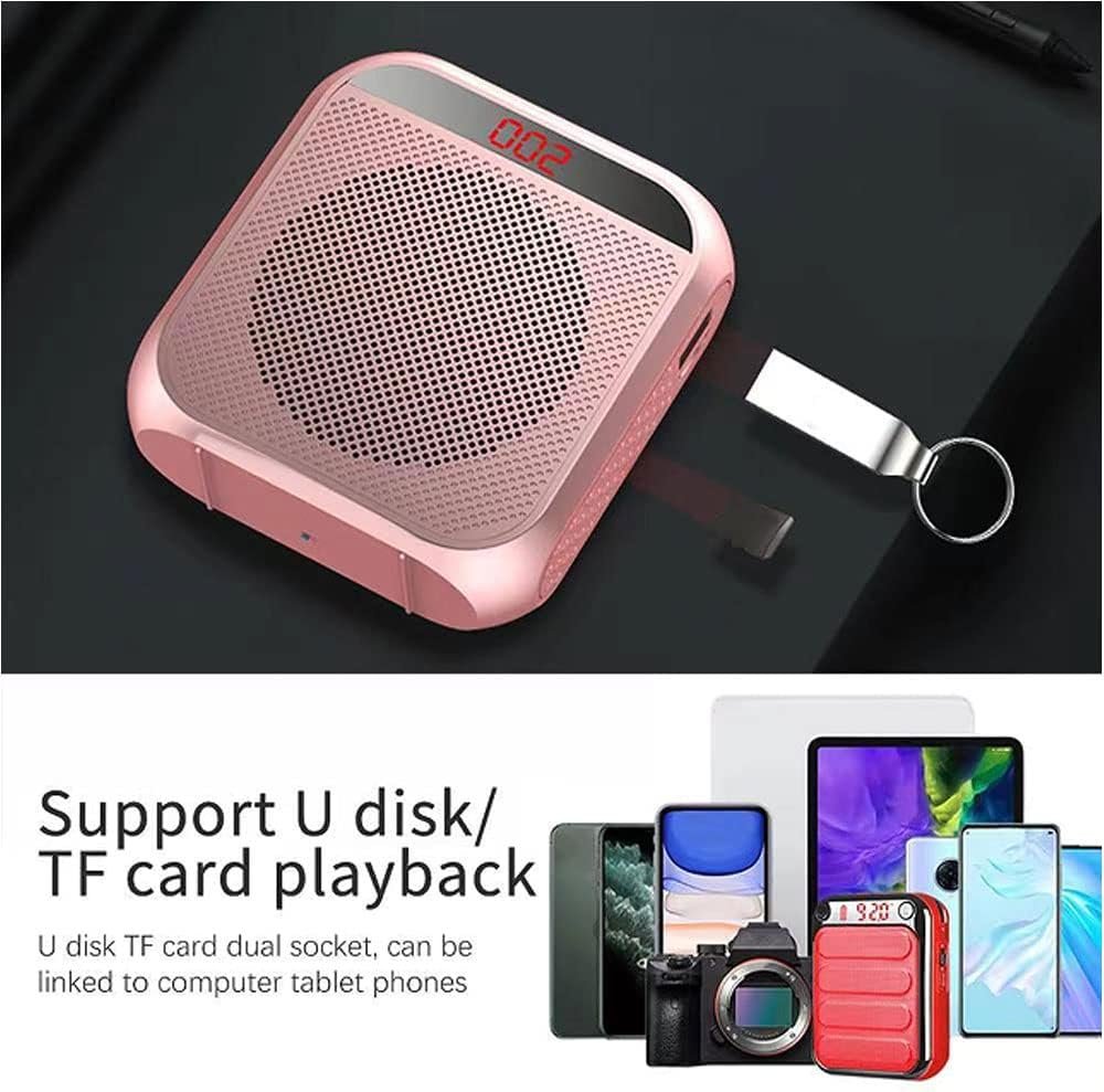 Portable Voice Amplifier for Teachers, 2200mAh Rechargeable Personal Amplifier Mic PA System Headset Microphone with Speaker for Teachers, Training, Meeting, Tour Guide, Yoga, Classroom (Rose) - Image 4