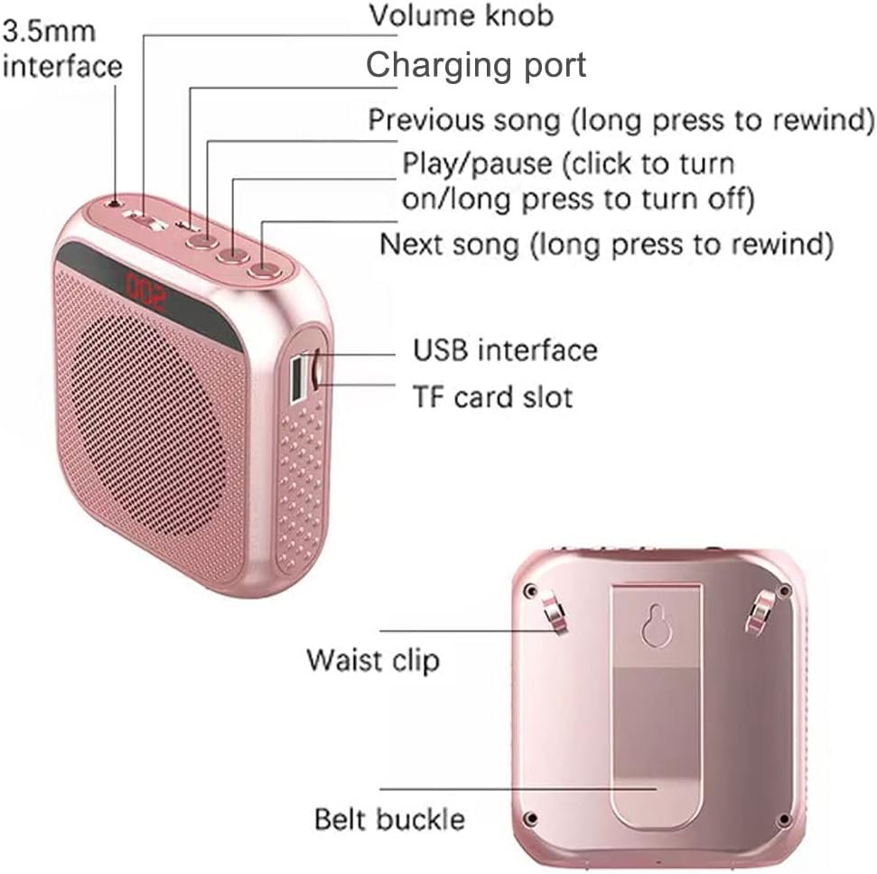 Portable Voice Amplifier for Teachers, Rechargeable Personal Amplifier Mic PA System Headset Microphone with Speaker for Teachers, Training, Meeting, Tour Guide, Yoga, Classroom (White) - Image 5