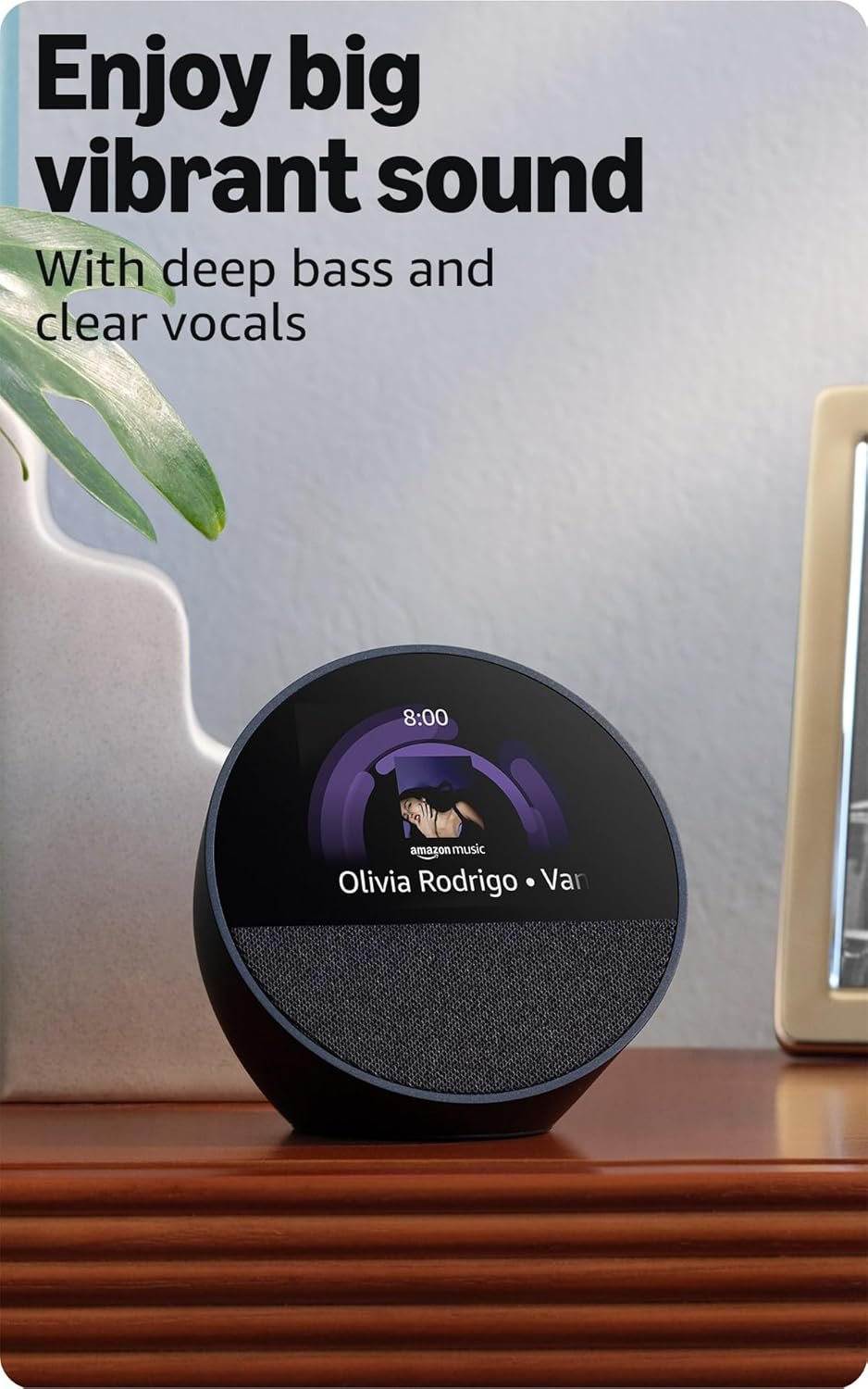 Like-New Amazon Echo Spot (newest model), Great for nightstands, offices and kitchens, Smart alarm clock, Designed for Alexa+, Glacier White - Image 4