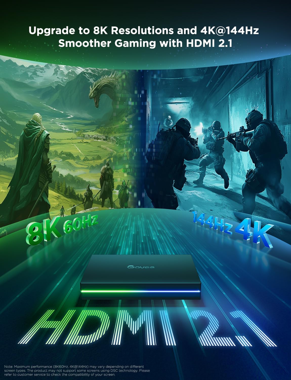 Govee HDMI 2.1 Sync Box 2, AI Sync Box with TV Backlight, Supports 8K@60Hz, 4K@144Hz, VRR and ALLM, Works with SmartThings, Matter and Alexa, RGBIC LED Light Strip for 75-85 inch TVs, 75 LEDs/m - Image 2