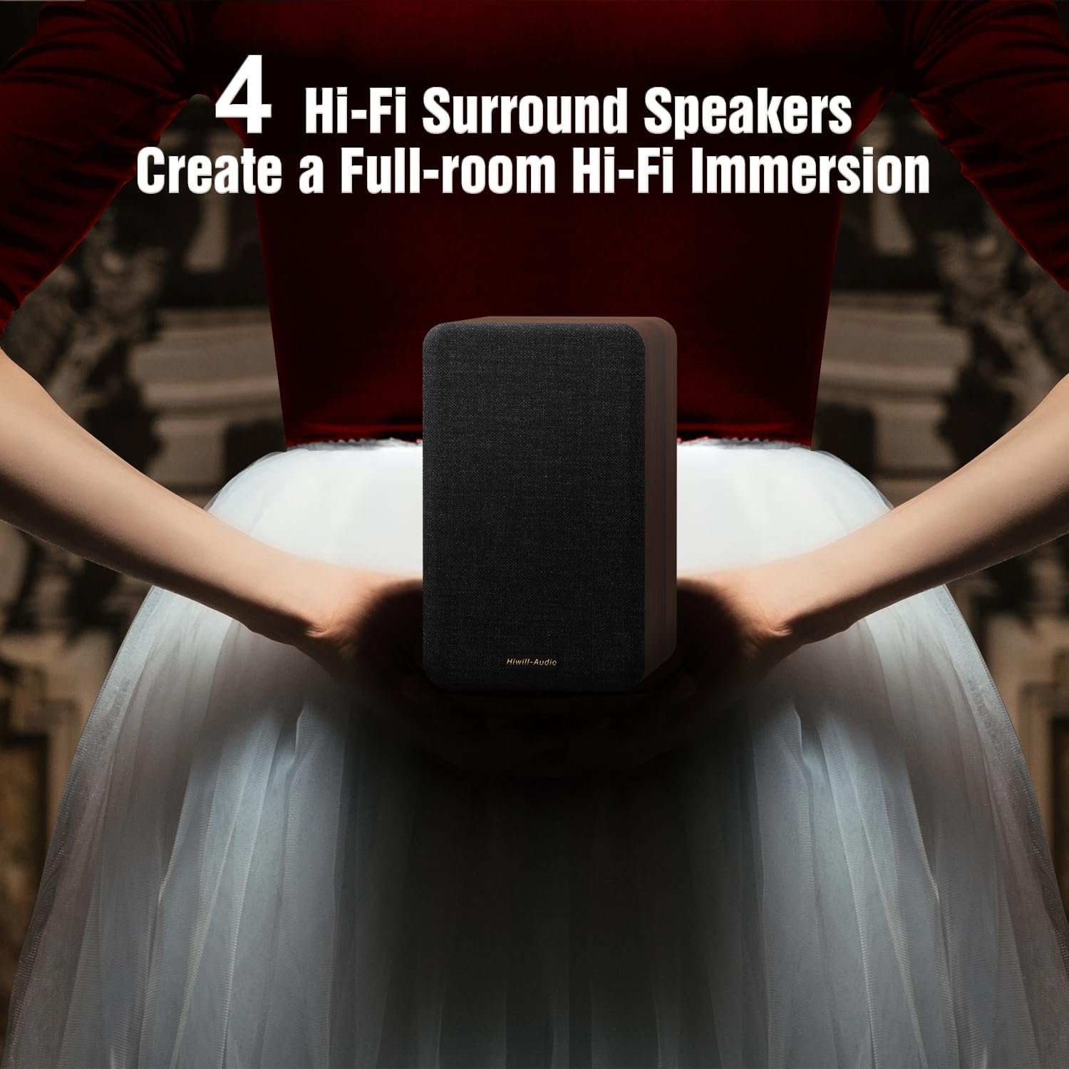 HiFi 5.1.4ch Home Theater Sound System, Dolby Atmos, 900W Surround Sound System for TV, Sound Bar with Subwoofer, 4 Surround Speakers, TV Soundbar, HiFi-Grade Crossover, eARC, BT 5.4, Color: Wood - Image 5