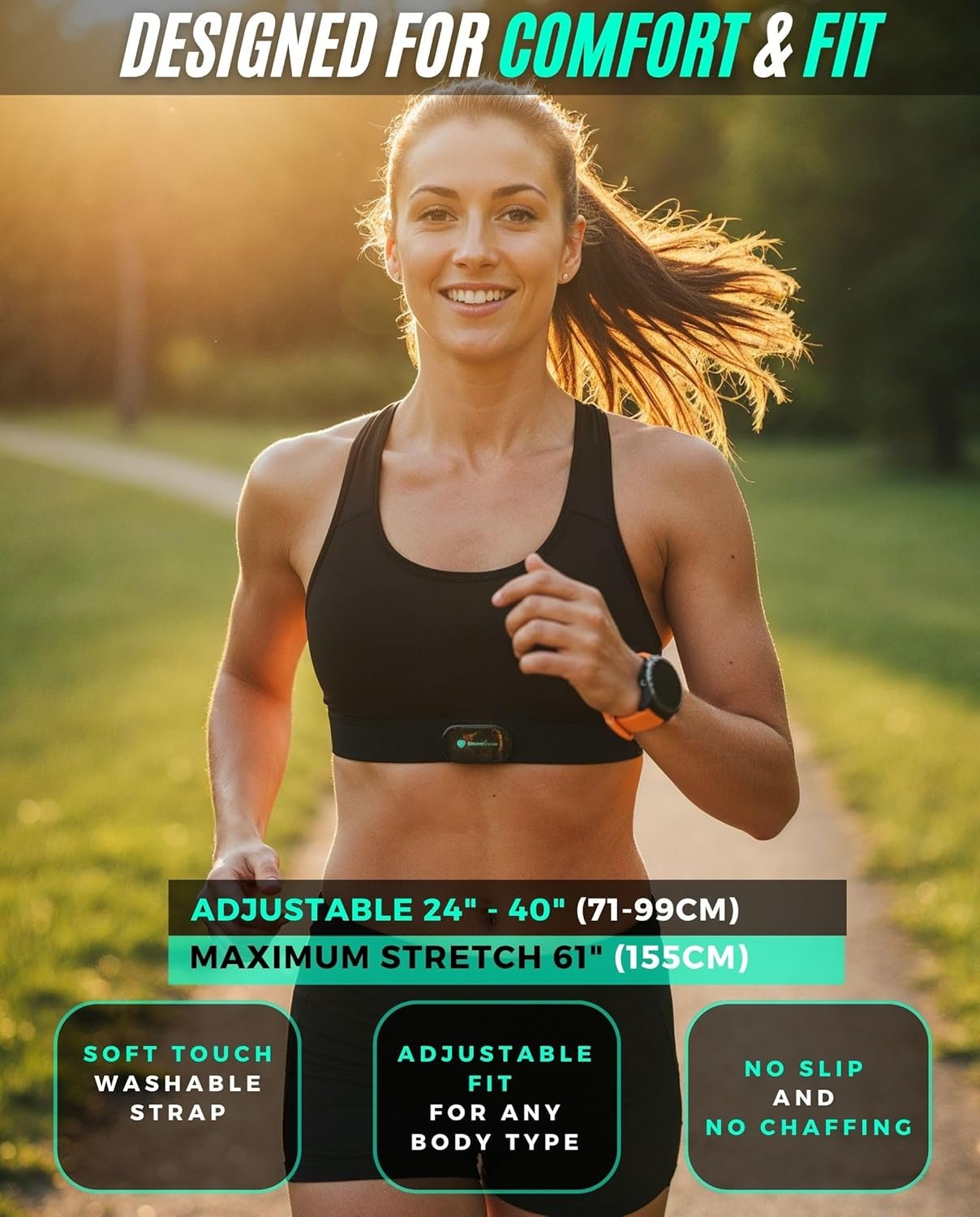 Powr Labs Bluetooth and ANT+ Heart Rate Monitor Chest Strap - All Day Comfort, Easy Connectivity - Compatible with Polar, Garmin, Peloton, Wahoo - Image 4