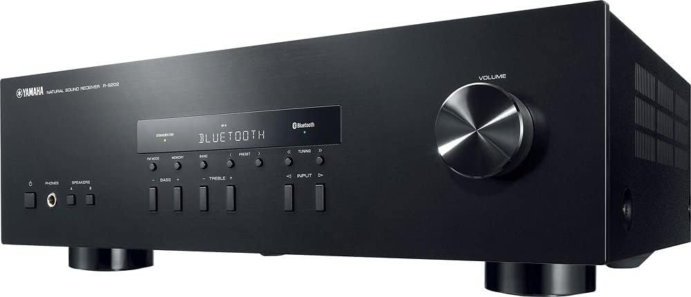 Yamaha Audio 2021 Yamaha R-S202 Stereo Receiver with Built-In Bluetooth Connectivity, Up to 100W Per Channel at 8 Ohms, 4 x RCA-In, 1 x RCA-Out, Front Panel 1/4'' Headphone Output (Black) (Renewed) - Image 2