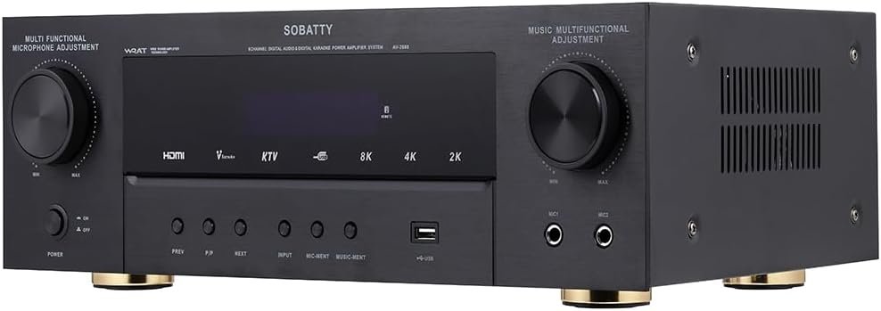 Stereo Receivers,5.1 Channels Audio Amplifier with HDMI,Optical/Coaxial,Bluetooth/USB,RCA,AC-3 Input,Subwoofer Output for Karaoke,Home,Theater Speakers(Non-Dolby/DTS) - Image 2