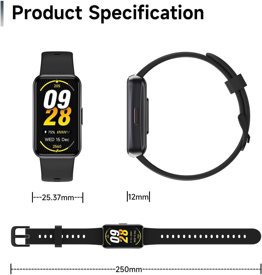 Fitness Trackers,Blood Oxygen Heart Rate Sleep Monitor,1.47‘’ OLED Display,Smart Band 24/7 Health Monitoring,Calorie Pedometer Steps Counter Activity watchs/Notifications(Black) - Image 6