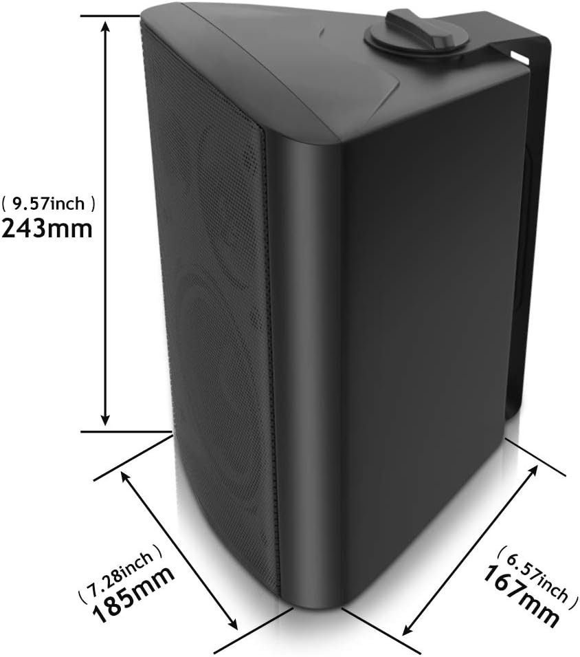 pohopa 5.25 Inch Outdoor Speakers with Bluetooth Stereo Amplifier Receiver | All-Weather Durability | Broad Sound Coverage | Speed-Lock Mounting System (Black) - Image 7