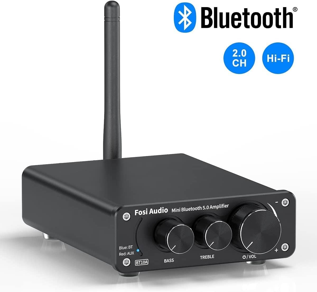 Fosi Audio BT10A Bluetooth 5.0 Stereo Audio Amplifier Receiver 2 Channel Class D Mini Hi-Fi Integrated Amp for Home Passive Speakers 50W x 2 TPA3116 - Image 8