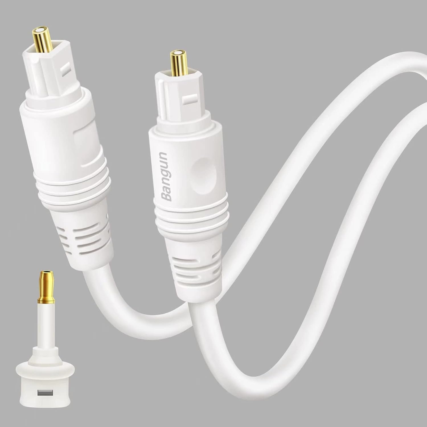 Slim White Optical Audio Cable 15 feet, Digital Toslink Fiber Optic Audio Cord, Optical Sound Cable for Sound Bar/TV/PS4/Xbox/Home Theater