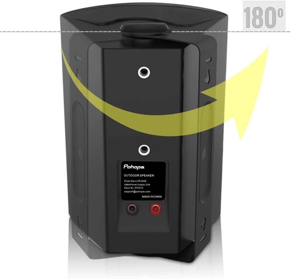 pohopa 5.25 Inch Outdoor Speakers with Bluetooth Stereo Amplifier Receiver | All-Weather Durability | Broad Sound Coverage | Speed-Lock Mounting System (Black) - Image 4