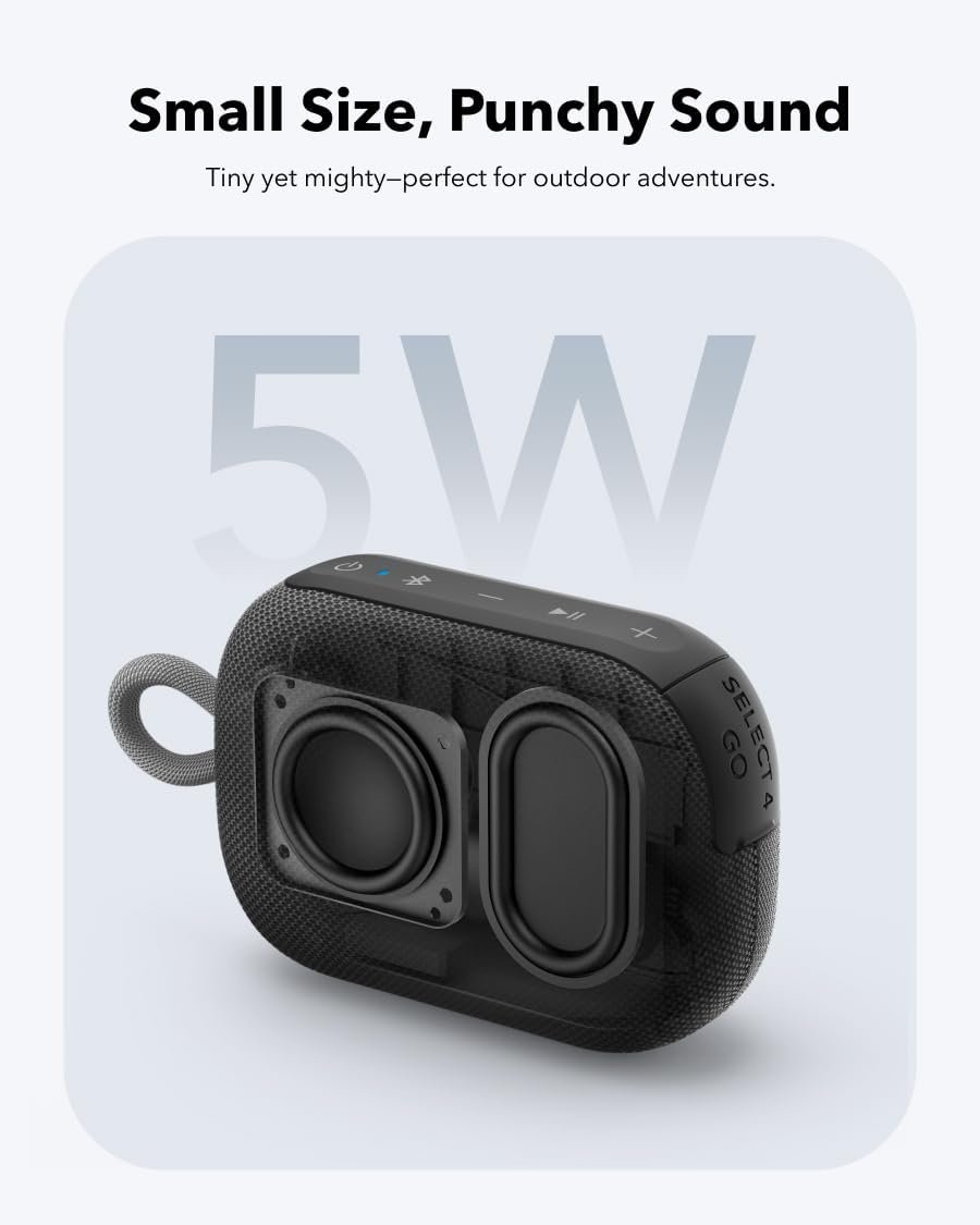 Soundcore Select 4 Go Bluetooth Shower Speaker by Anker, IP67 Waterproof/Dustproof, Ultra-Portable Speaker, Wireless, 20H Playtime, Floatable, Powerful Sound, Electronics for Outdoors/Home/Travel - Image 3