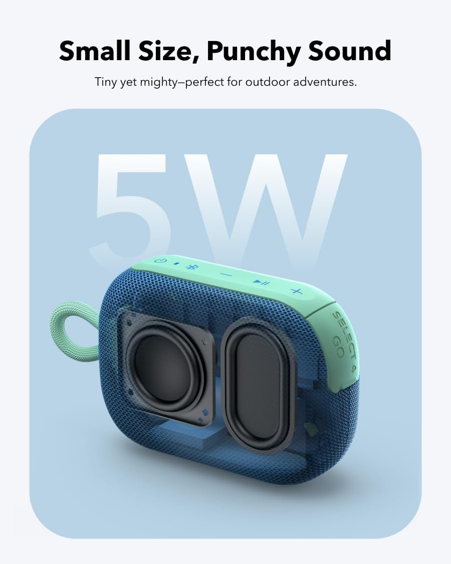 soundcore Select 4 Go Bluetooth Shower Speaker by Anker, IP67 Waterproof/Dustproof, Portable Wireless Speaker, 20H Playtime, Floatable, Powerful Sound, Electronics for Outdoors/Home/Office/Travel-Blue - Image 3