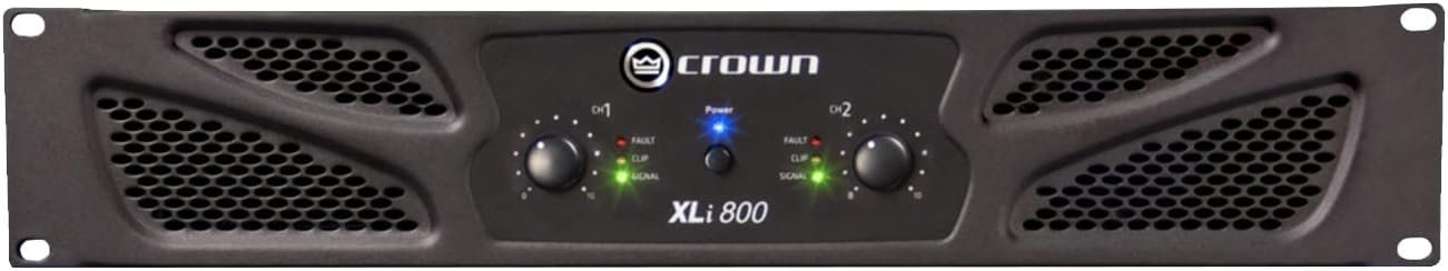 Crown XLi800 Two-channel, 600-Watt Bridged 8Ω Power Amplifier. Professional DJ, PA, Stage Amp. Black