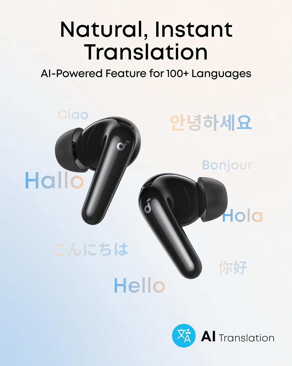 Soundcore P31i by Anker, Real-Time Adaptive Noise Cancelling, Hi-Res Sound, Translation Earbuds, 50H Playtime, Wireless Earbuds, Bluetooth Earphones, Spatial Audio, Fast Charging, IP55 (Black) - Image 4