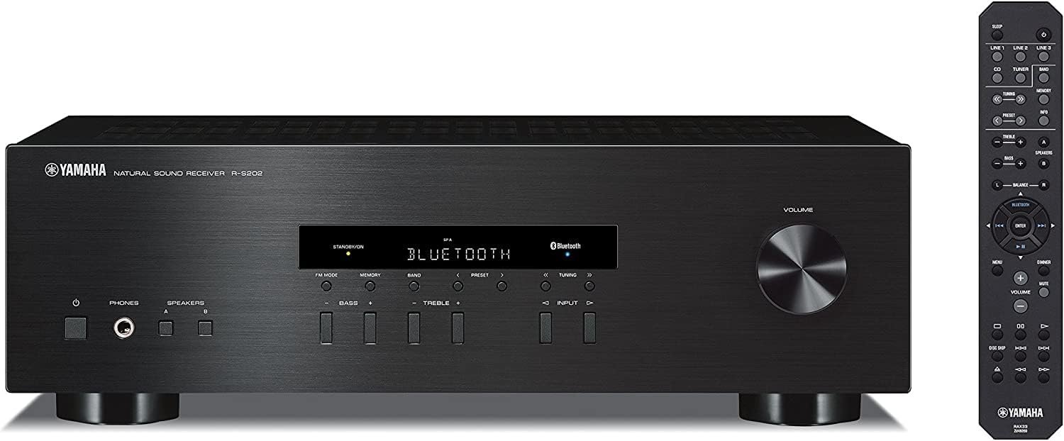 Yamaha Audio 2021 Yamaha R-S202 Stereo Receiver with Built-In Bluetooth Connectivity, Up to 100W Per Channel at 8 Ohms, 4 x RCA-In, 1 x RCA-Out, Front Panel 1/4'' Headphone Output (Black) (Renewed) - Image 6