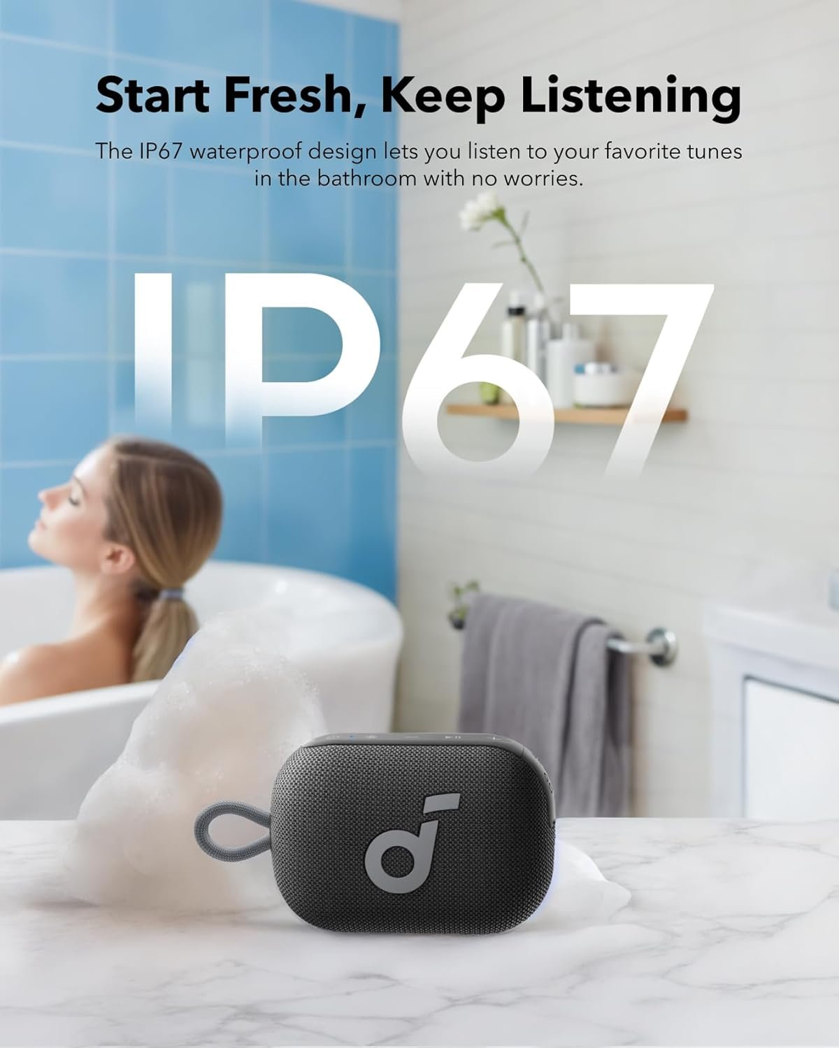 Soundcore Select 4 Go Bluetooth Shower Speaker by Anker, IP67 Waterproof/Dustproof, Ultra-Portable Speaker, Wireless, 20H Playtime, Floatable, Powerful Sound, Electronics for Outdoors/Home/Travel - Image 4
