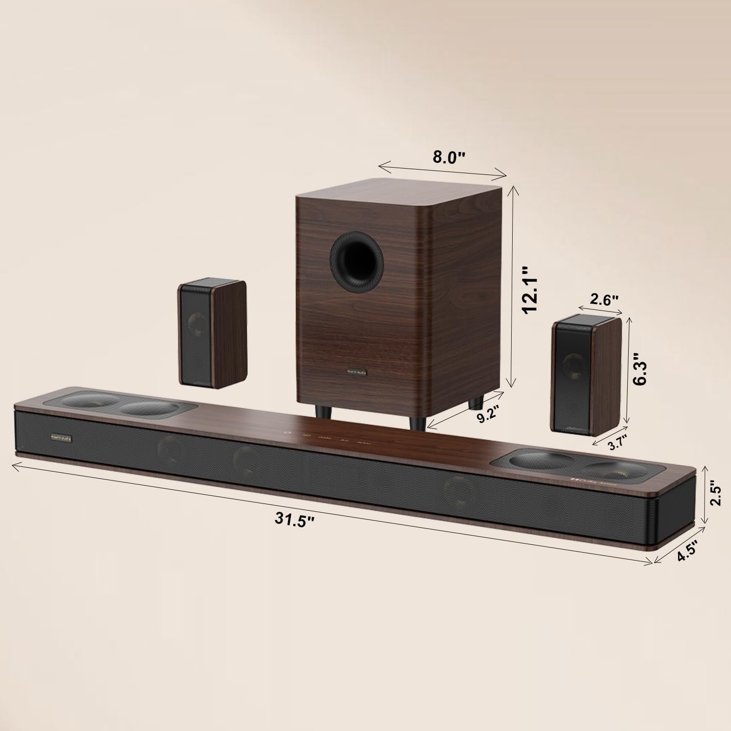 Flagship 5.3.4 Soundbar with Dolby Atmos, 800W Sound Bar for Smart TV with Subwoofer, 2 Wireless Rear Speakers, BassCoupling Tech for 28Hz Depth, Home Theater Surround Sound System Works eARC, BT 5.4 - Image 9