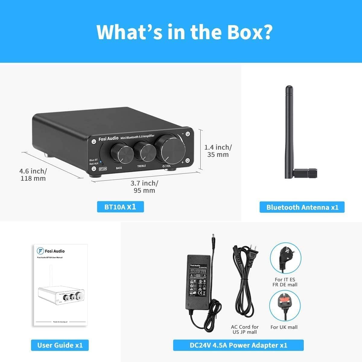 Fosi Audio BT10A Bluetooth 5.0 Stereo Audio Amplifier Receiver 2 Channel Class D Mini Hi-Fi Integrated Amp for Home Passive Speakers 50W x 2 TPA3116 - Image 7