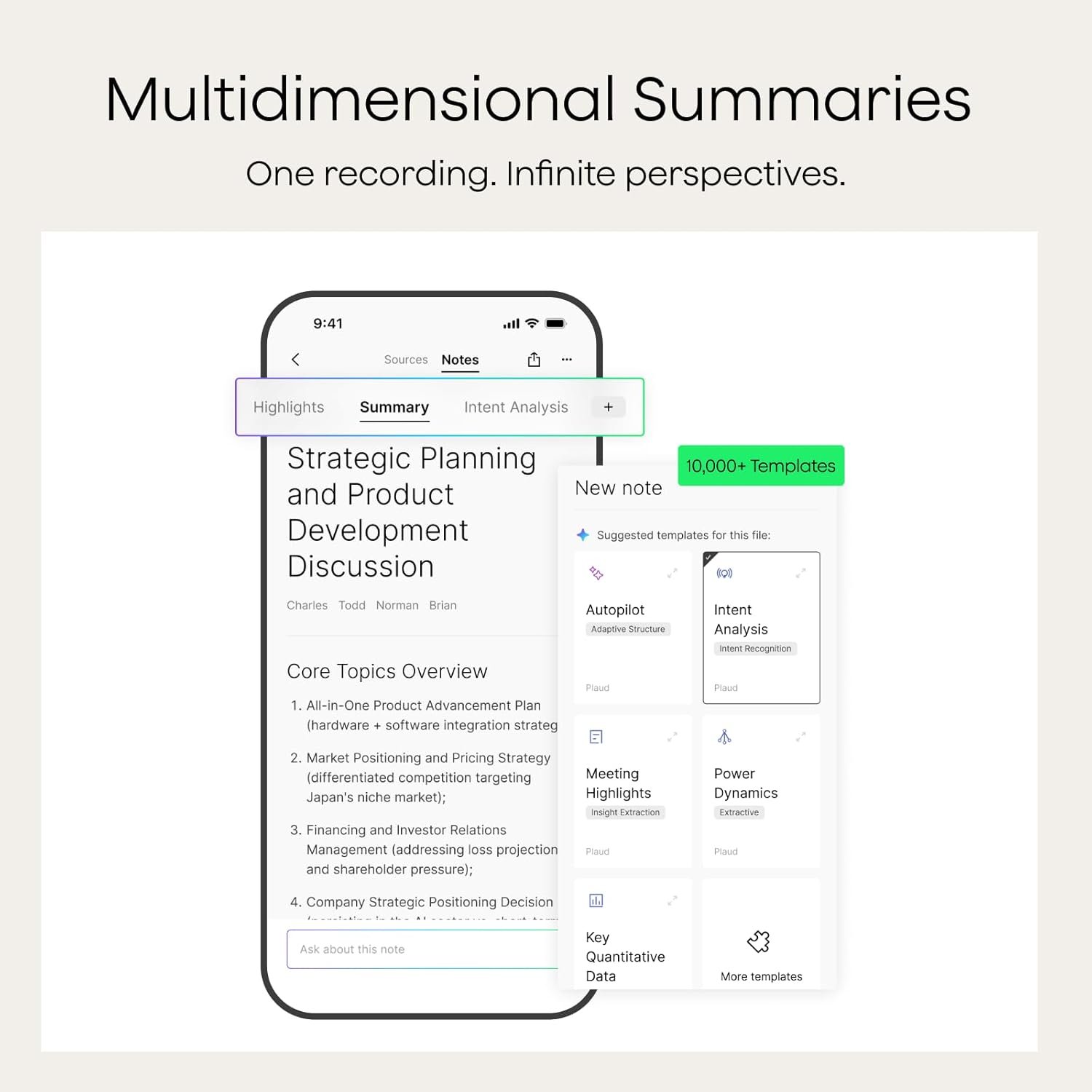 Plaud Note AI Voice Recorder, Voice Recorder w/Case, App Control, Transcribe & Summarize with AI Technology, Support 112 Languages, 64GB Memory, Lectures, Meetings, Calls, Black, Non-Pro Version - Image 4