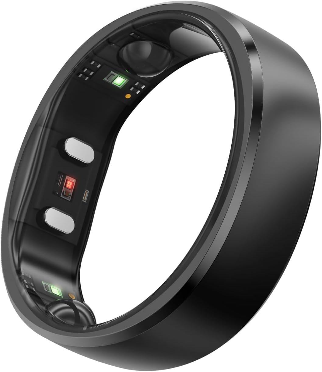 RingConn Gen 2, World’s First Smart Ring with Sleep Apnea Monitoring, No APP Subscription, 12-Day Battery Life, Stress/Heart Rate/Women's Health Tracker, Android & iOS Compatible (Black, Size 8)