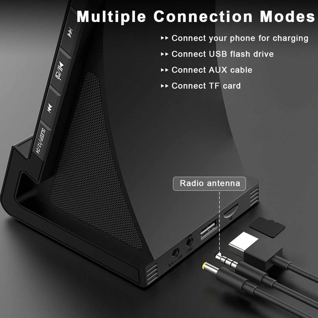 8-in-1 Wireless Charging Station with Bluetooth Speaker, Alarm Clock,FM Radio,Remote Control,Fast Charging Dock Compatible with iPhone 17/16/15/14, Samsung S25/S24,Android Phones - Image 5