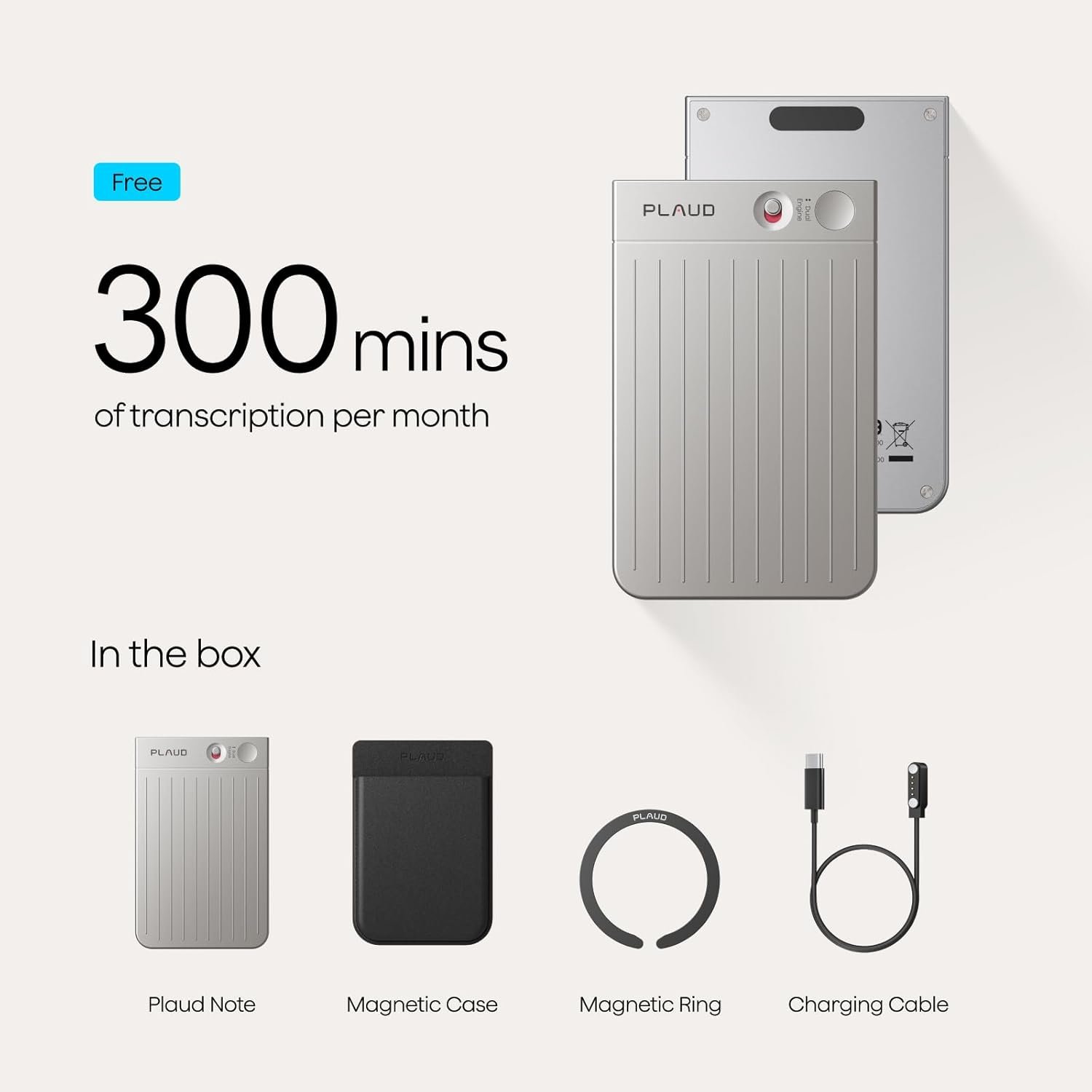 Plaud Note AI Voice Recorder, Voice Recorder w/Case, App Control, AI Transcribe & Summarize, Support 112 Languages, 64GB, Audio Recorder for Lectures, Meetings, Calls, Silver, Non-Pro Version - Image 9