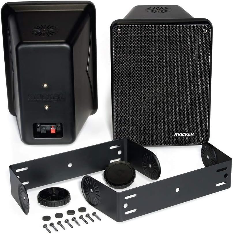 KICKER KB6B 2-Way Full Range Indoor Outdoor Speakers (Pair) Weatherproof Speakers for Patio Garage Poolside in-Home, 6.5 inch woofer, 2x5 inch Horn Tweeter Black - Image 2