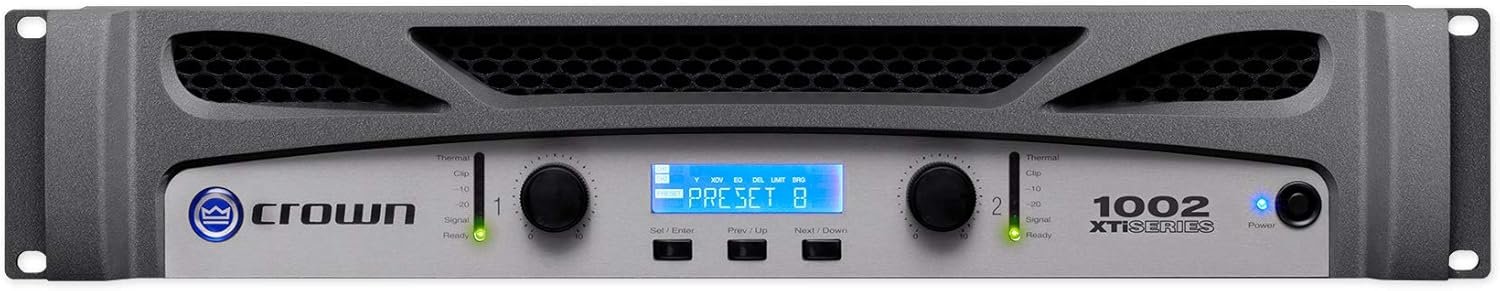 Crown XTi1002 Two-channel, 1400-Watt at 4Ω Bridged, 500-Watt at 4Ω Dual, Professional Power Amplifier. Black and Gray