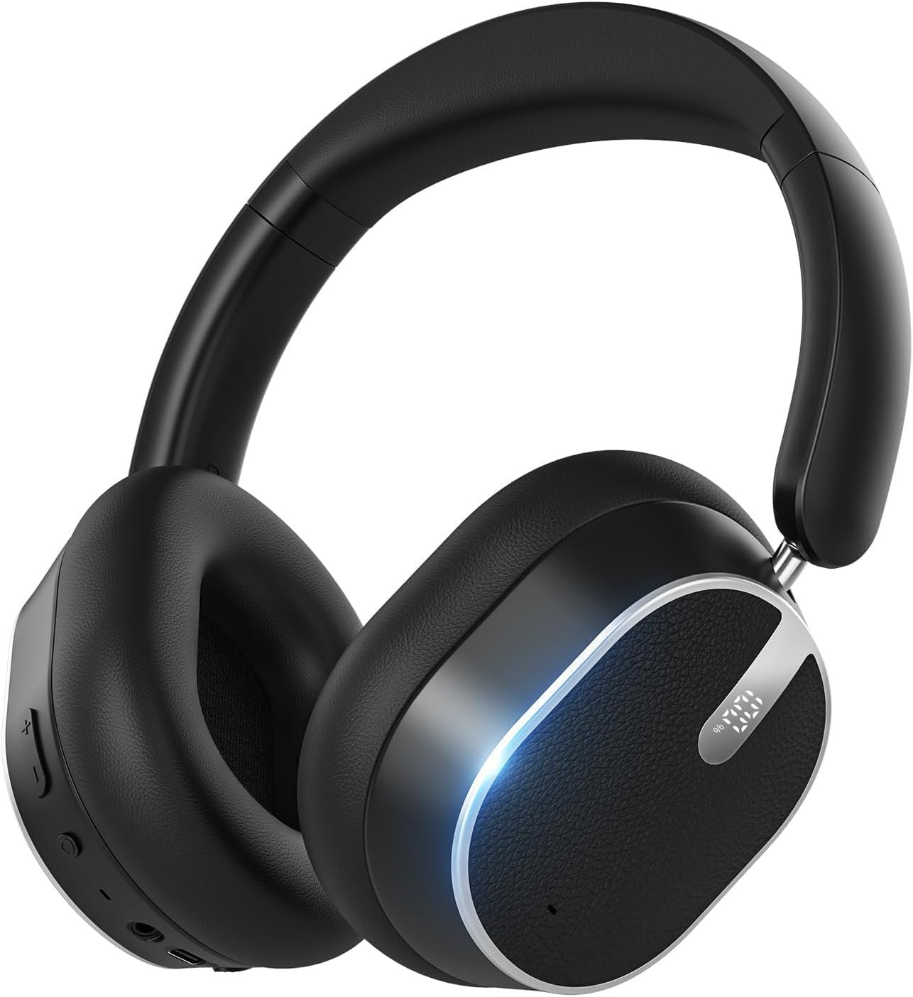 Hybrid Active Noise Cancelling Bluetooth Headphones,Bluetooth 6.0 Over Ear Wireless Headphones with 60H Playtime, Hi-Res Audio, Deep Bass, Memory Foam Ear Cups for Home Office Travel Black