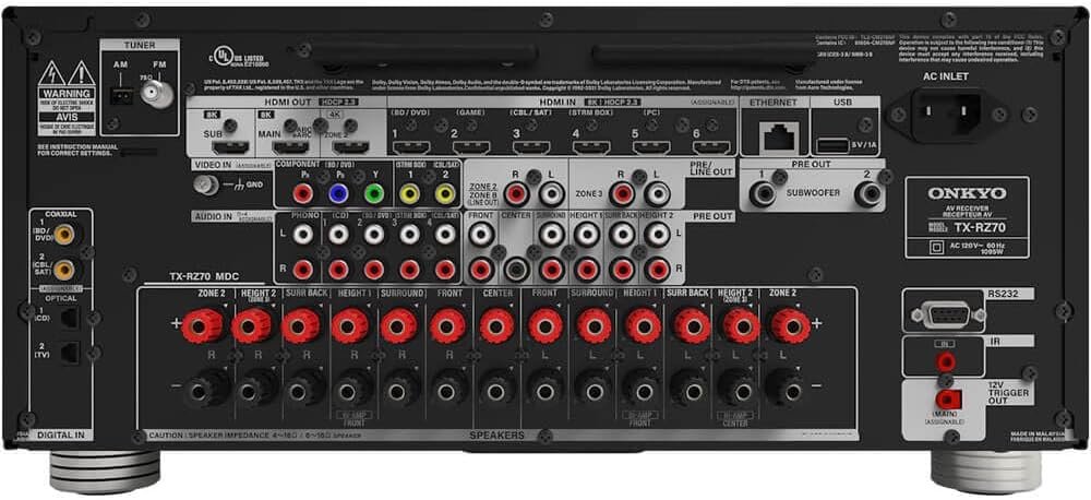 Onkyo TX-RZ70 11.2-Channel AV Receiver - 140 Watts Per Channel, Dirac Live Out of Box, Works with Sonos Certified, THX Certified and More - Image 7