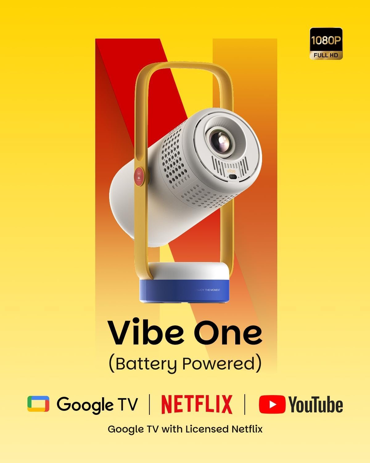 XGIMI Vibe One Battery Powered 1080P Smart Portable Projector, Google TV With Licensed Netflix, Sound by JBL, Built-in Battery, Auto Focus Auto Keystone, HD Outdoor Movie Projector for Home(Blue) - Image 2