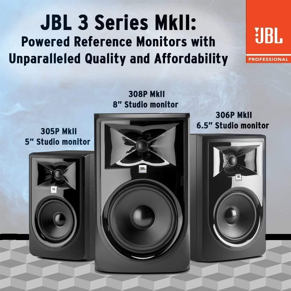 (2) JBL 305P MkII 5" 2-Way Active Powered Studio Reference Monitors Speakers - Image 7