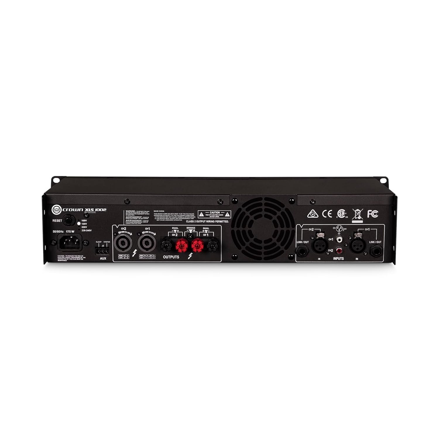 Crown XLS1002 2-Channel Class D DriveCore Professional Power Amplifier with DSP, Band Pass Filters & Peakx Limiters. XLR/RCA Inputs, 350W at 4 Ohm, PureBand Crossover System. Black - Image 3