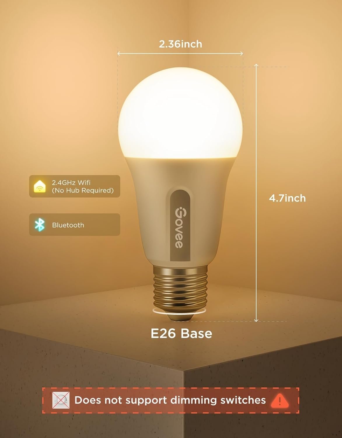 Govee Smart Light Bulbs, Color Changing Light Bulb, Work with Alexa and Google Assistant, 16 Million Colors RGBWW, WiFi & Bluetooth LED Light Bulbs, Music Sync, A19, 800 Lumens, 4 Pack - Image 7