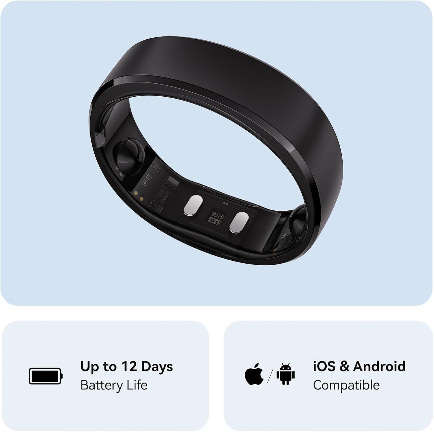 RingConn Gen 2, World’s First Smart Ring with Sleep Apnea Monitoring, No APP Subscription, 12-Day Battery Life, Stress/Heart Rate/Women's Health Tracker, Android & iOS Compatible (Black, Size 8) - Image 7