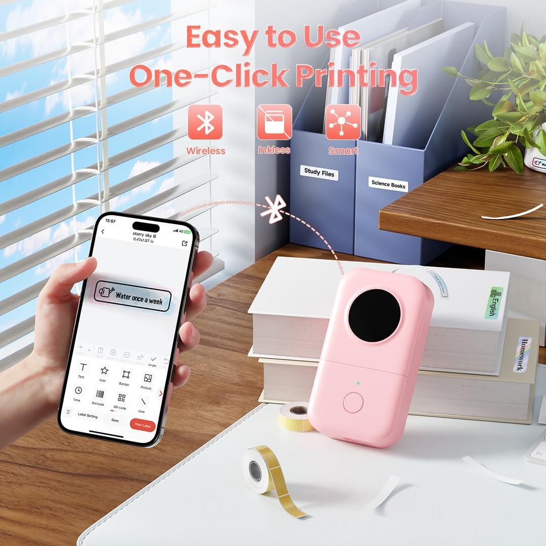 Phomemo Label Maker, D30 Label Maker Machine with Tape, Mini Bluetooth Label Makers, Small Portable Thermal Label Printer, Sticker Maker for Home Kitchen School Classroom Teacher Office Supplies - Image 6