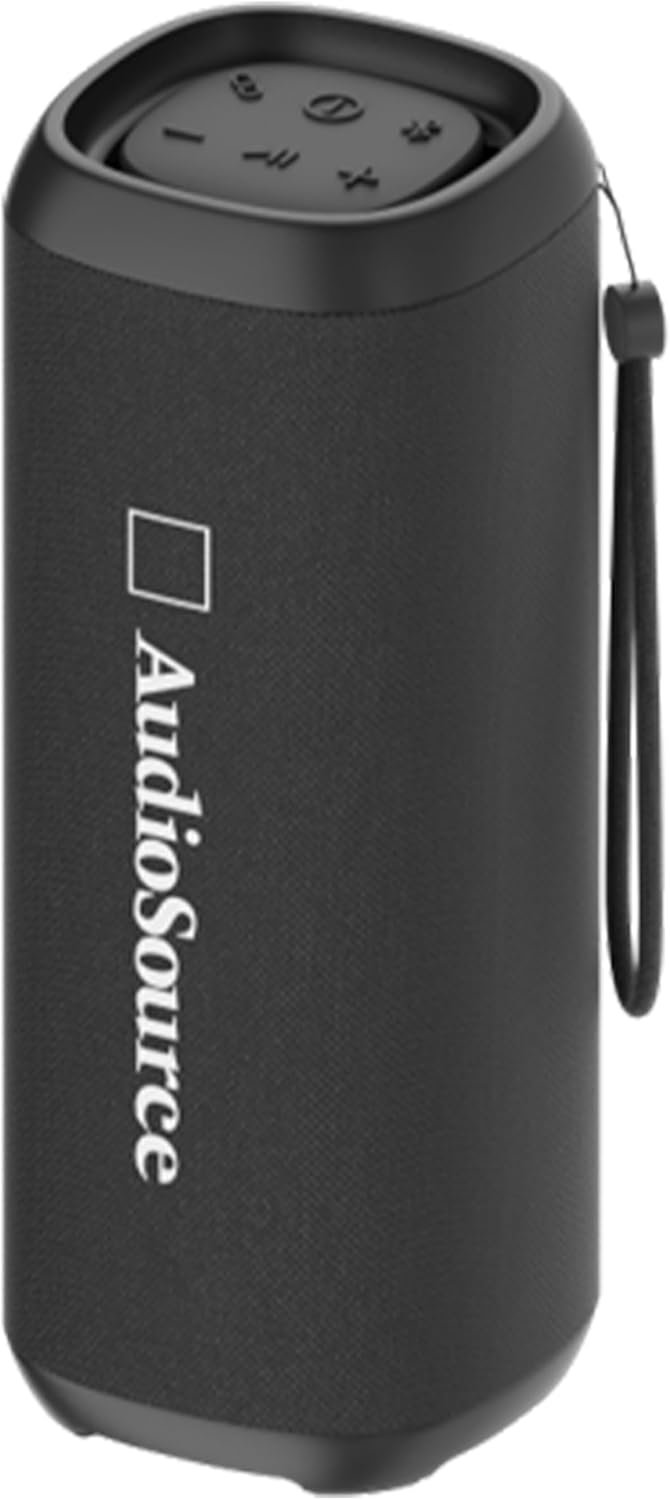 Audiosource Portable Bluetooth Speaker, 30W Loud Sound, Dual Passive Radiators for Deep Bass, Bluetooth 5.4, Auracast Multi-Speaker Pairing, IP67 Waterproof, 200ft Range, 12H Battery (Black)