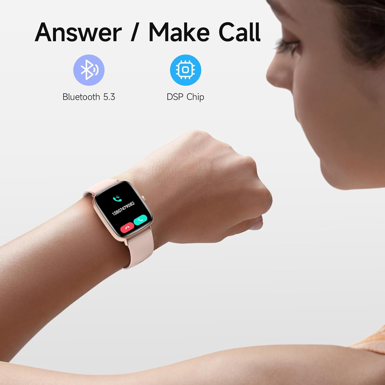 Smart Watch for Women, 1.85" HD Smartwatch Compatible iPhone/Samsung/Android (Answer/Make Calls), 100+ Sport Modes Fitness Tracker with Heart Rate/Sleep/SpO2 Monitor, IP68 Waterproof, with 2 Bands - Image 3