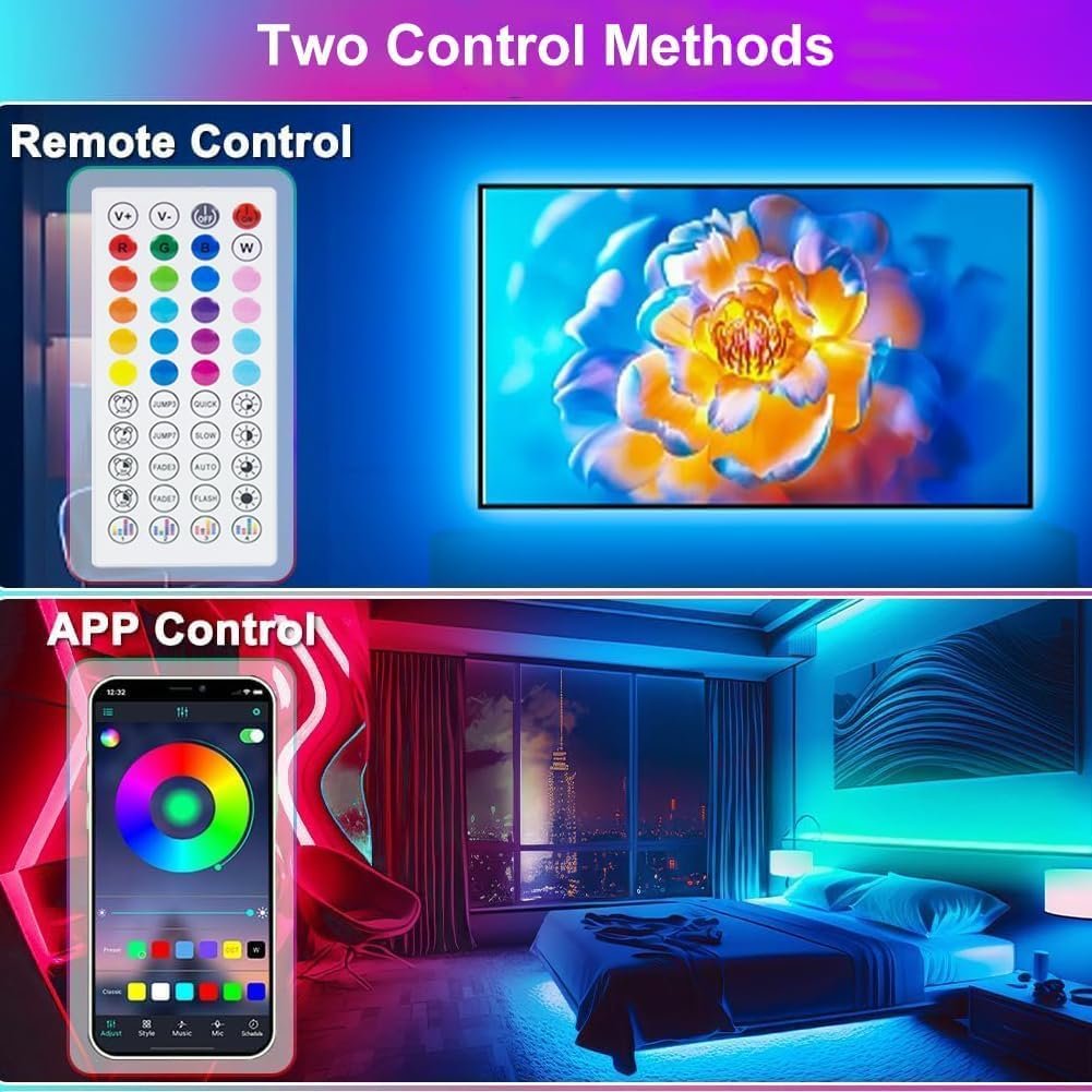 PSTAR LED Lights for TV Led Backlight, 16.4ft Music Sync RGB Strip Lights with Remote & App Control, USB Powered for 45-75 Inch TVs, Computer, Bedroom, Gaming Setup, Home Cinema - Image 3