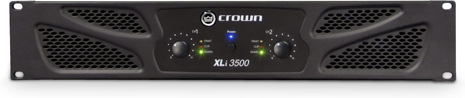 Crown XLi3500 Two-channel, 2700-Watt Bridged 8Ω Power Amplifier. Professional DJ, PA, Stage Amp. Black
