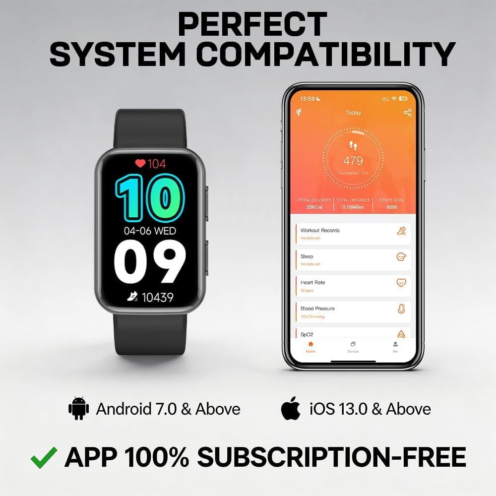 MorePro Health Fitness Tracker for Women Men, 24/7 Heart Rate Blood Pressure & Oxygen Monitoring, Sleep Tracker, 120+ Sport Modes Smart Watch, IP68 Waterproof, 2 Bands, Compatible Android iOS - Image 5