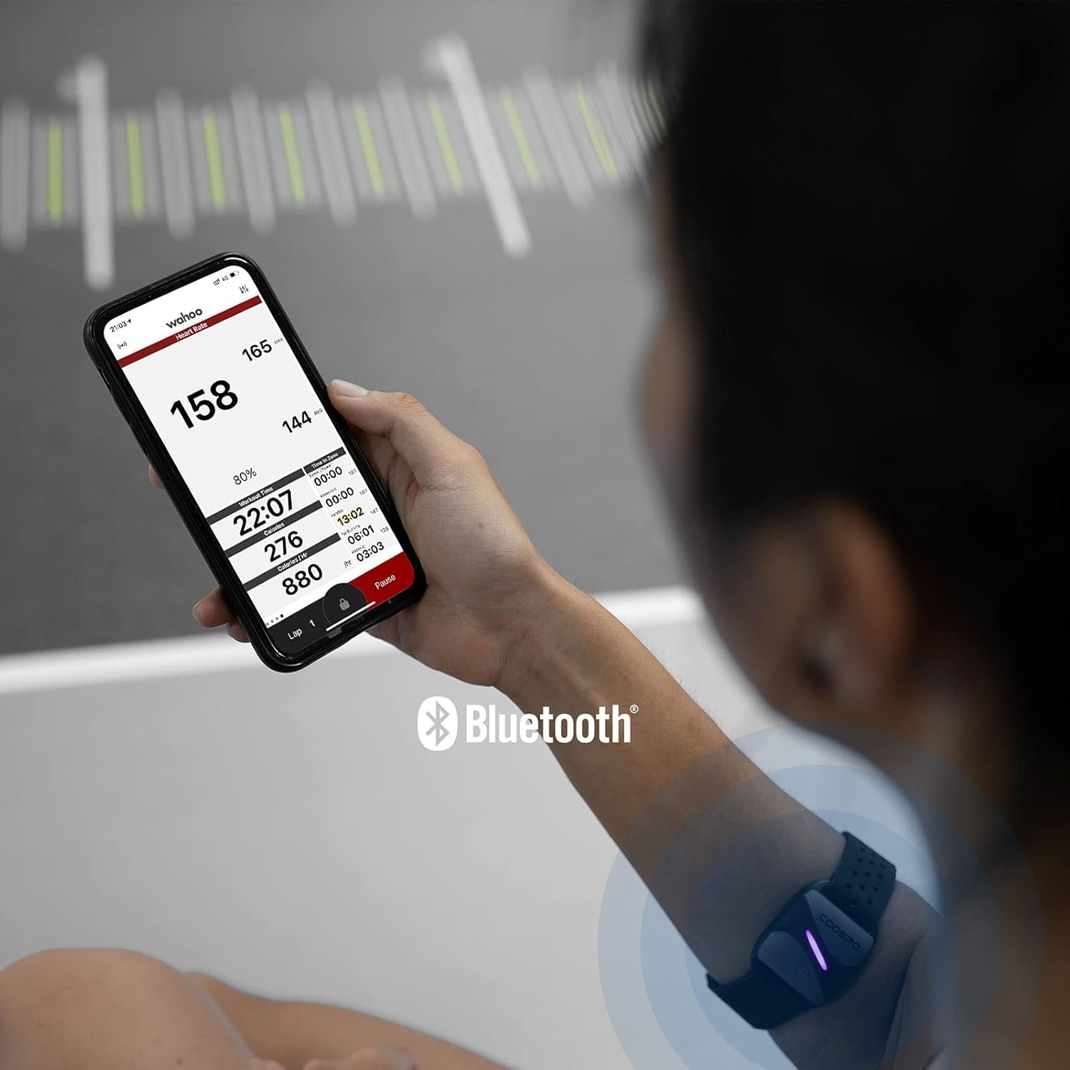 COOSPO Heart Rate Monitor Armband HW807, Bluetooth 5.0 ANT+ HRM with HR Zone LED Indicator, Tracking Heartbeat HRV for Fitness Training, Work with Peloton/Polar/Wahoo/Strava/DDP Yoga - Image 7