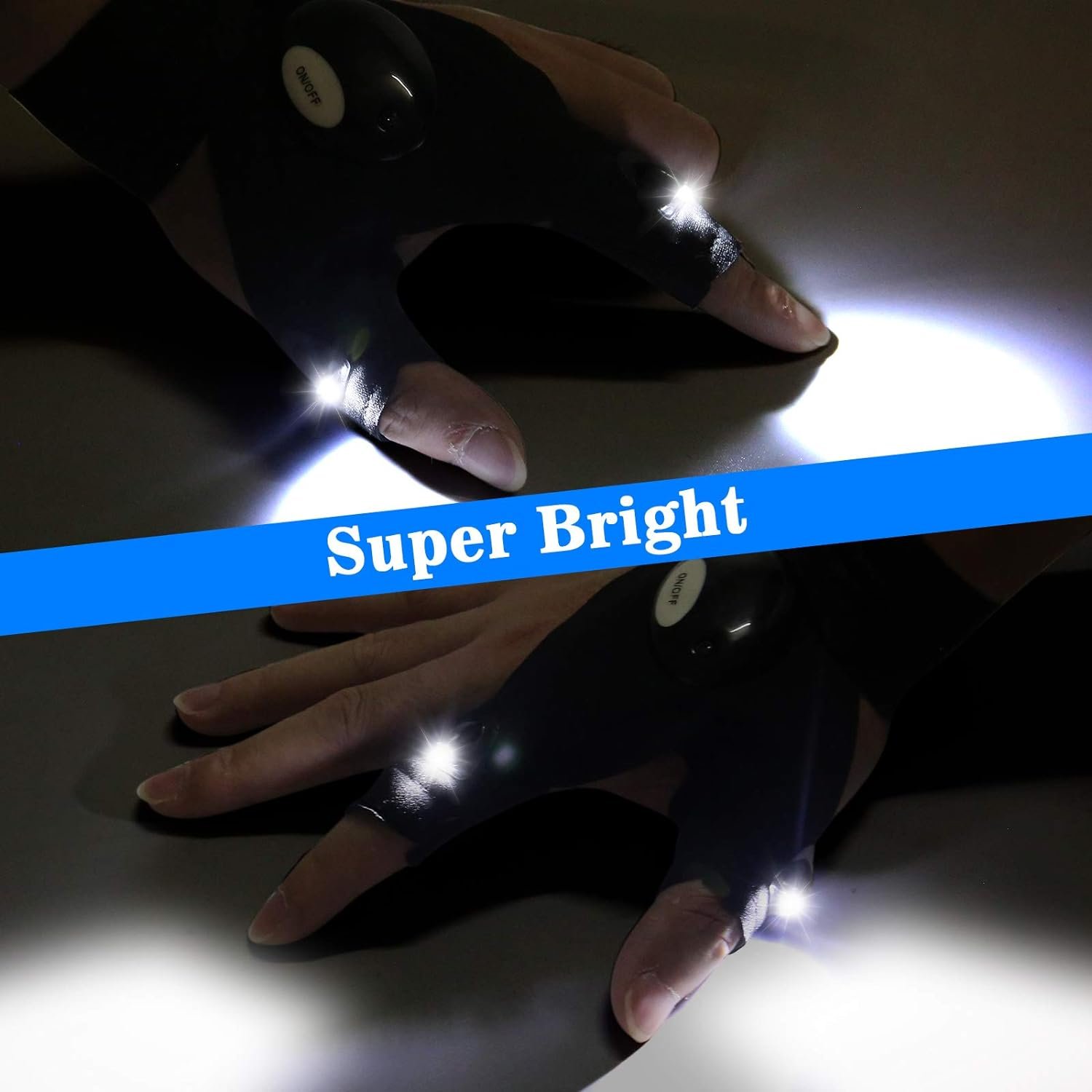MOIPEJO LED Flashlight Gloves, Gifts for Men Dad Him Boyfriend Husband, Cool Gadget Hands-Free Finger Lights for Camping Fishing Repairing, Fathers Day Christmas Birthday Gift-Black - Image 4