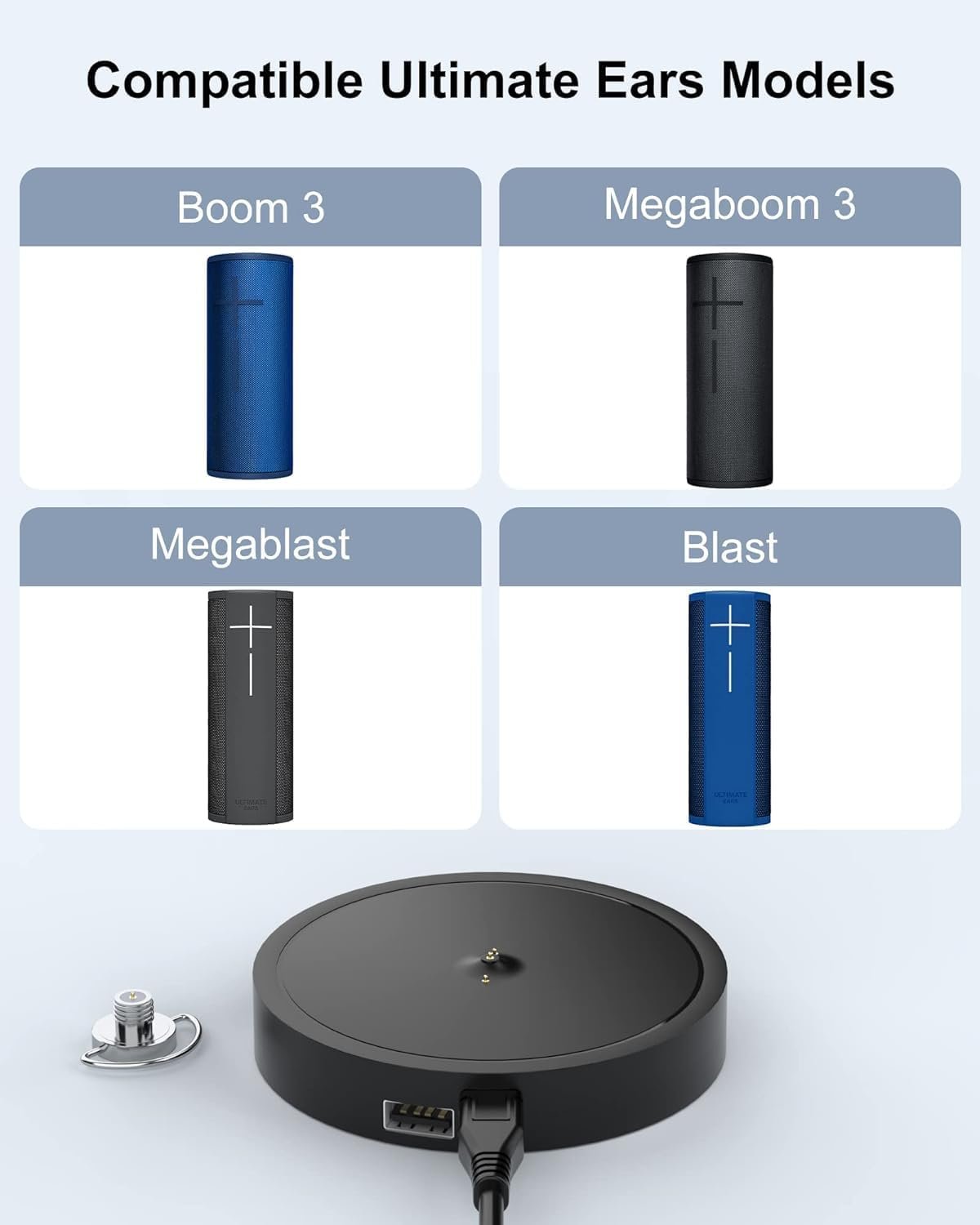Charging Dock Compatible with Ultimate Ears Boom 3, MEGABOOM 3, Blast & MEGABLAST Portable Waterproof Speaker. (Black) - Image 2