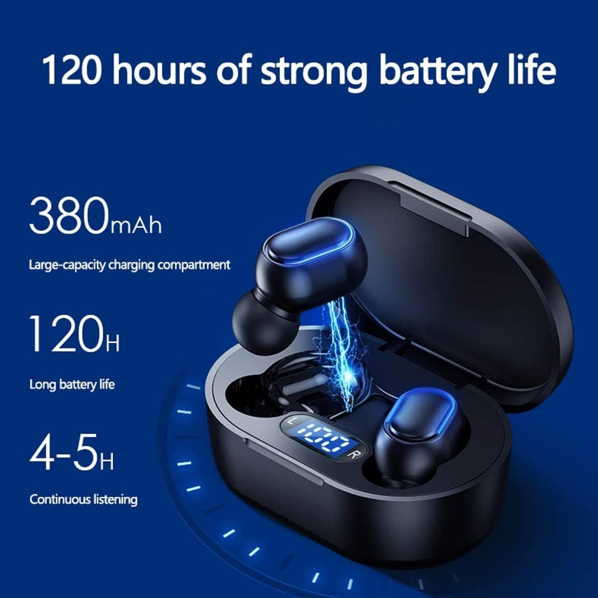 Wireless Earbuds, Bluetooth 5.3 Headphones HiFi Deep Bass with Mic ,120H Playtime LED Display ,IPX7 Waterproof Button Control True Wireless Earphones,One-Step Pairing,In-Ear Noise Reduction Headset - Image 3