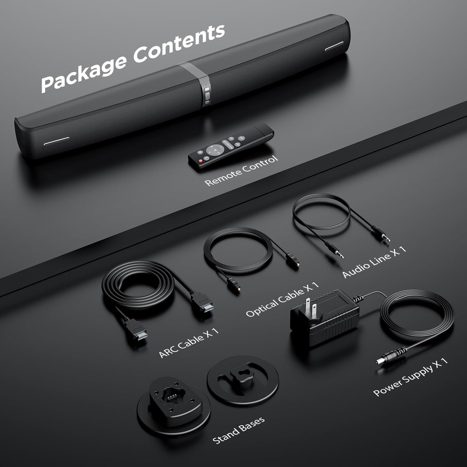 Sound Bar for Smart TV,90W Soundbar with Bluetooth/ARC/Optical/AUX Connect, Auto Volume Boost, 3 Customizable Equalizer Modes, 2 in 1 Detachable Soundbar for TV/PC/Gaming/Projectors - Image 9