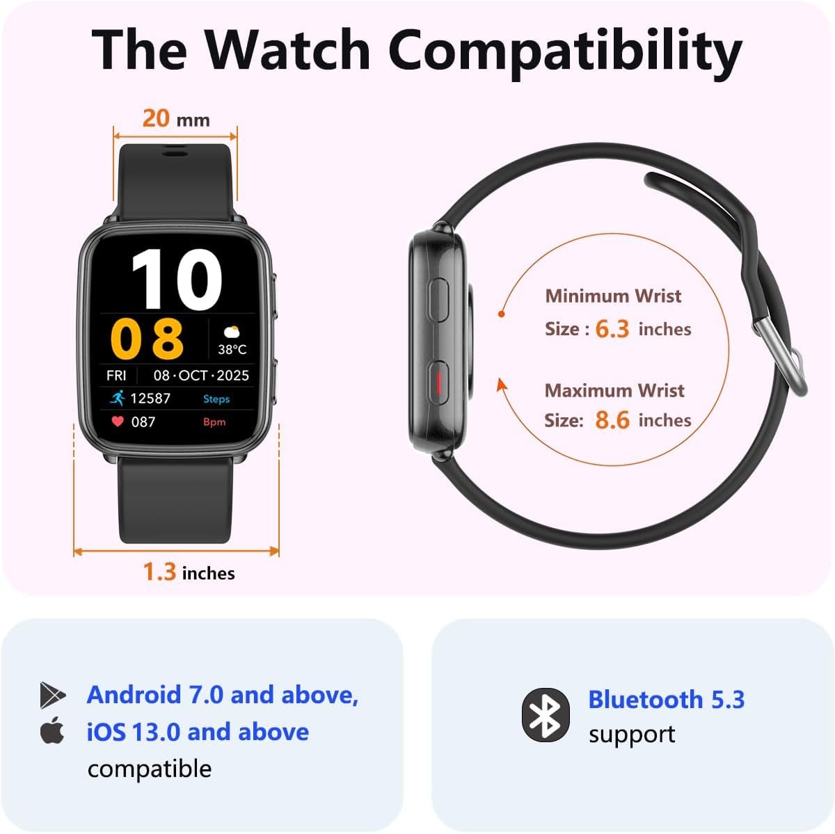 MorePro Fitness Tracker with 24/7 Heart Rate & Blood Pressure Monitor, Blood Oxygen & Sleep Tracker, Smart Watch with Step Calorie Counter, IP68 Waterproof Activity Tracker for Women Men Android iOS - Image 9