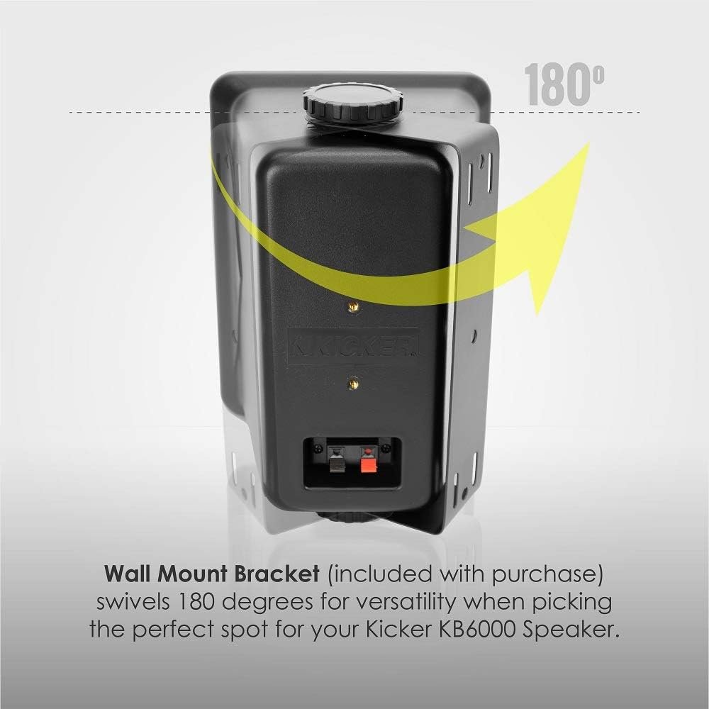 KICKER KB6B 2-Way Full Range Indoor Outdoor Speakers (Pair) Weatherproof Speakers for Patio Garage Poolside in-Home, 6.5 inch woofer, 2x5 inch Horn Tweeter Black - Image 6
