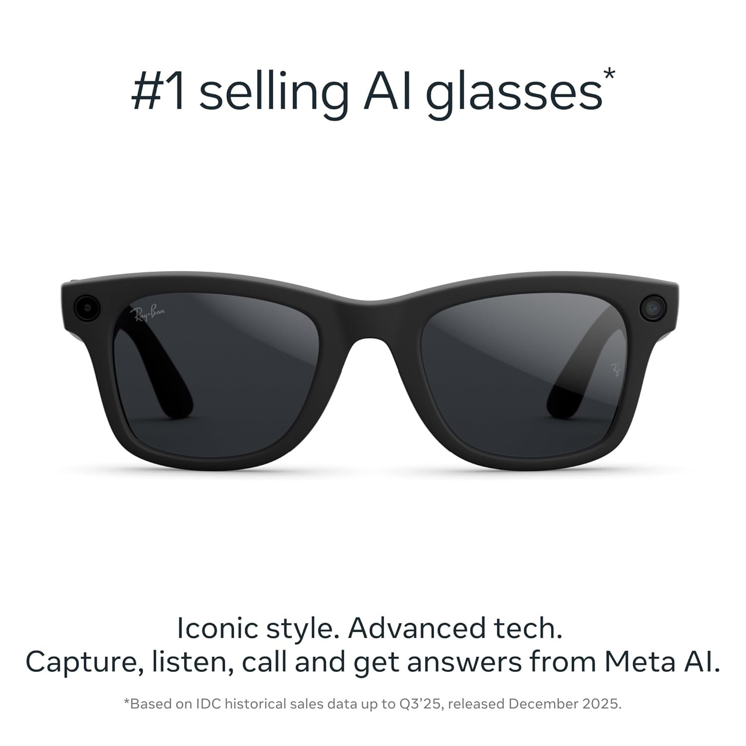 Ray-Ban Meta (Gen 2), Wayfarer, Matte Black | Smart AI Glasses for Men, Women — 2x Battery Life — 3K Ultra HD Resolution — 12 MP Ultra-Wide Camera, Audio, Video — Transitions® Grey Lenses - Image 2