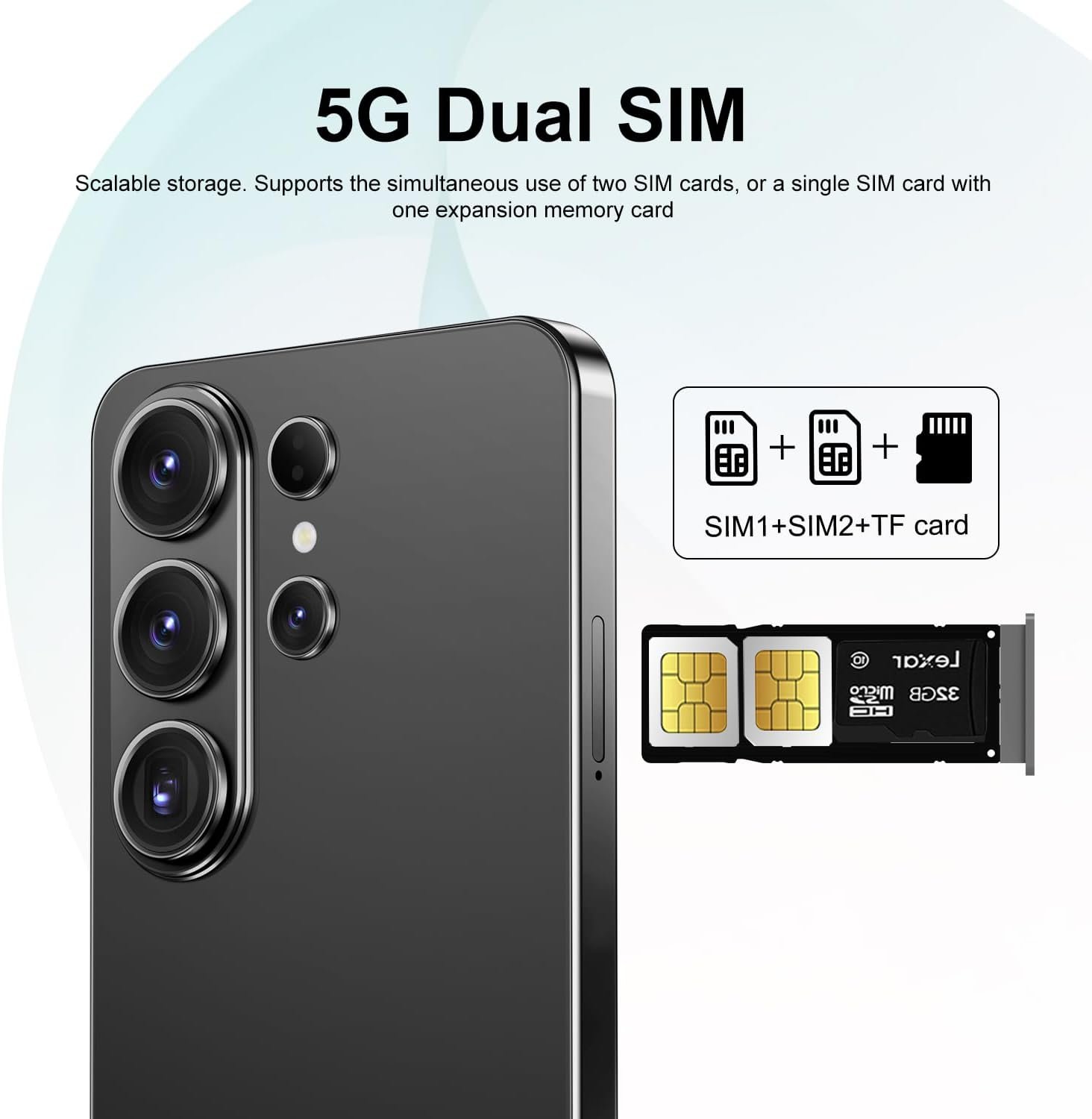 Unlocked Phone I26 Ultra Android Phone 10-core 12GB+512GB Cell Phone 7 inch HD Screen Mobile Phone 108MP+48MP Camera 6800 mAh Extra Large Battery 5G Dual SIM (Black) - Image 7