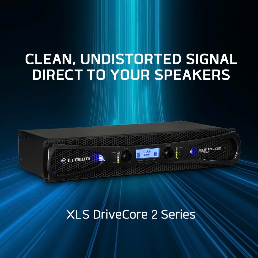 Crown XLS1002 2-Channel Class D DriveCore Professional Power Amplifier with DSP, Band Pass Filters & Peakx Limiters. XLR/RCA Inputs, 350W at 4 Ohm, PureBand Crossover System. Black - Image 5